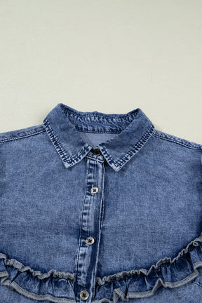 Frill Seeker Vintage Wash Denim Top