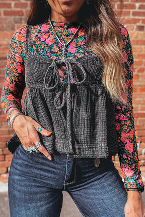 Flower Filled Moments Mesh Top