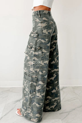 Catch Me If You Can Camo Cargo Wide Leg Pants