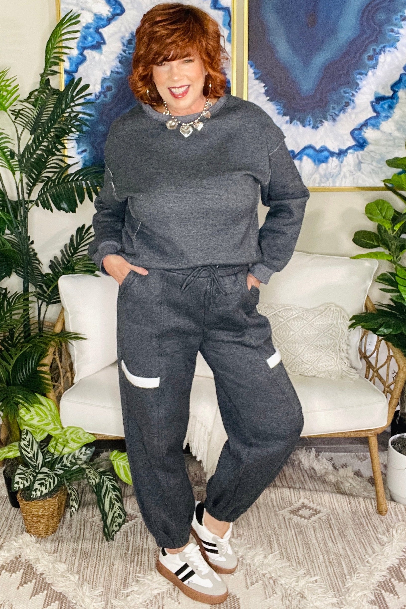 Doing Nothing Today Top And Pant Set