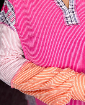 Block Party Vibes Corded Colorblock Top