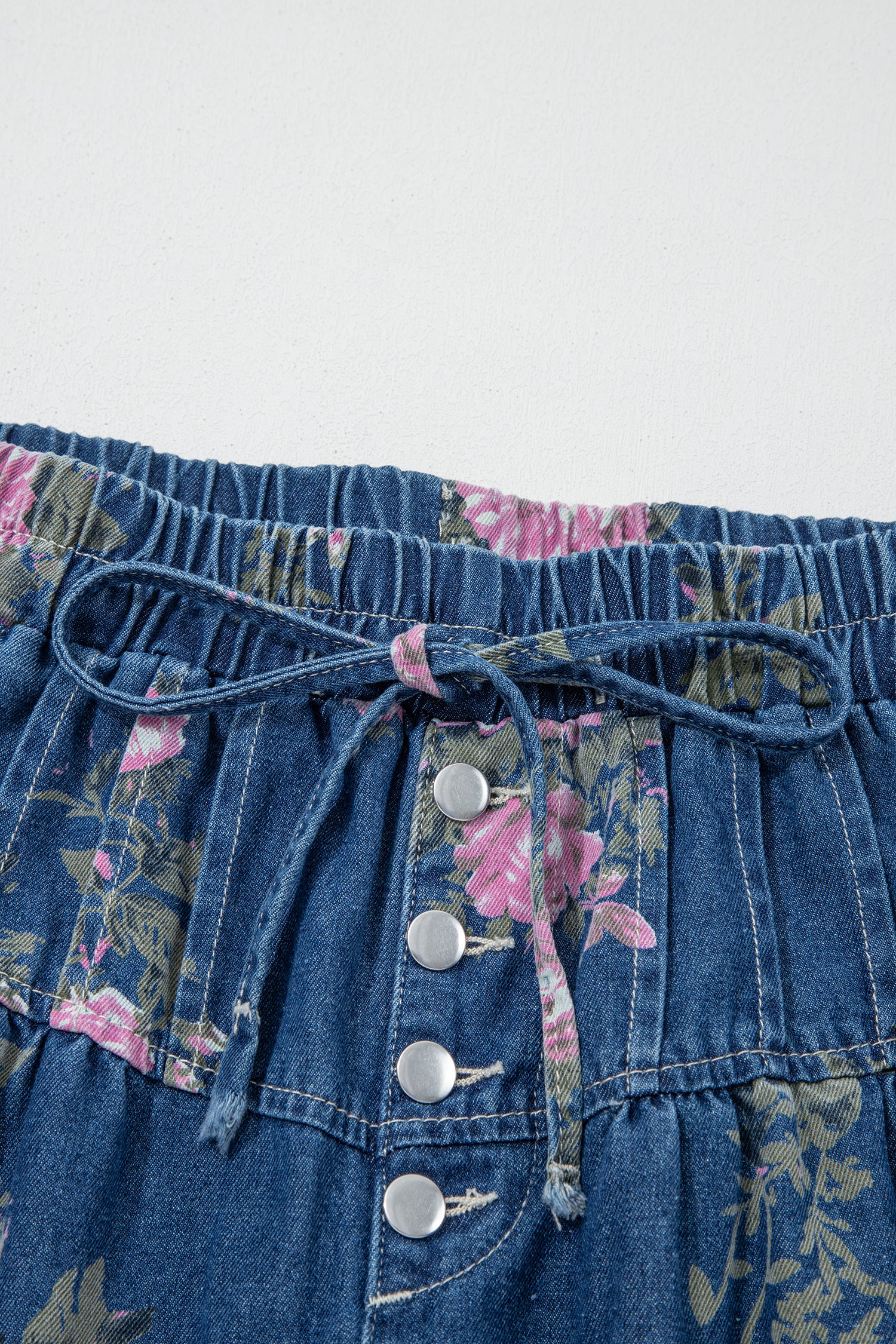 Vintage Rose Floral Print Wide Leg Jeans