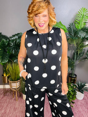 The Sweet Spot Black Polka Dot Top And Pant Set