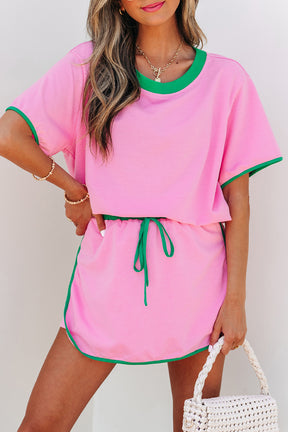 Taking It Easy Bonbon Colorblock Top and Skort 2Pc Set
