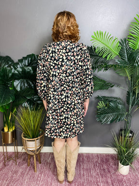 Fall Floral Feels Dress - DR047BK