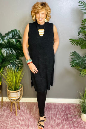 She's A Lady Black Long Sweater - S109BK