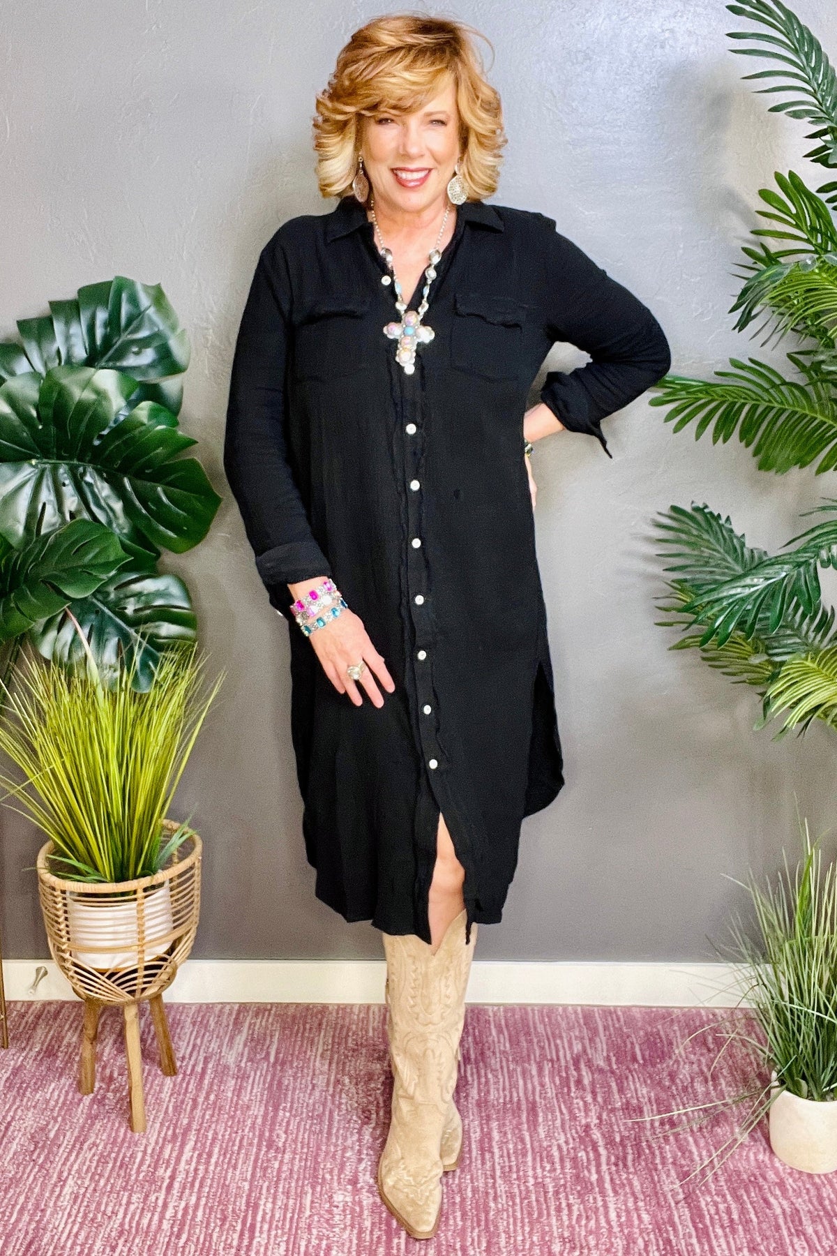 Let's Talk Style Black Long Outer - OT042BK