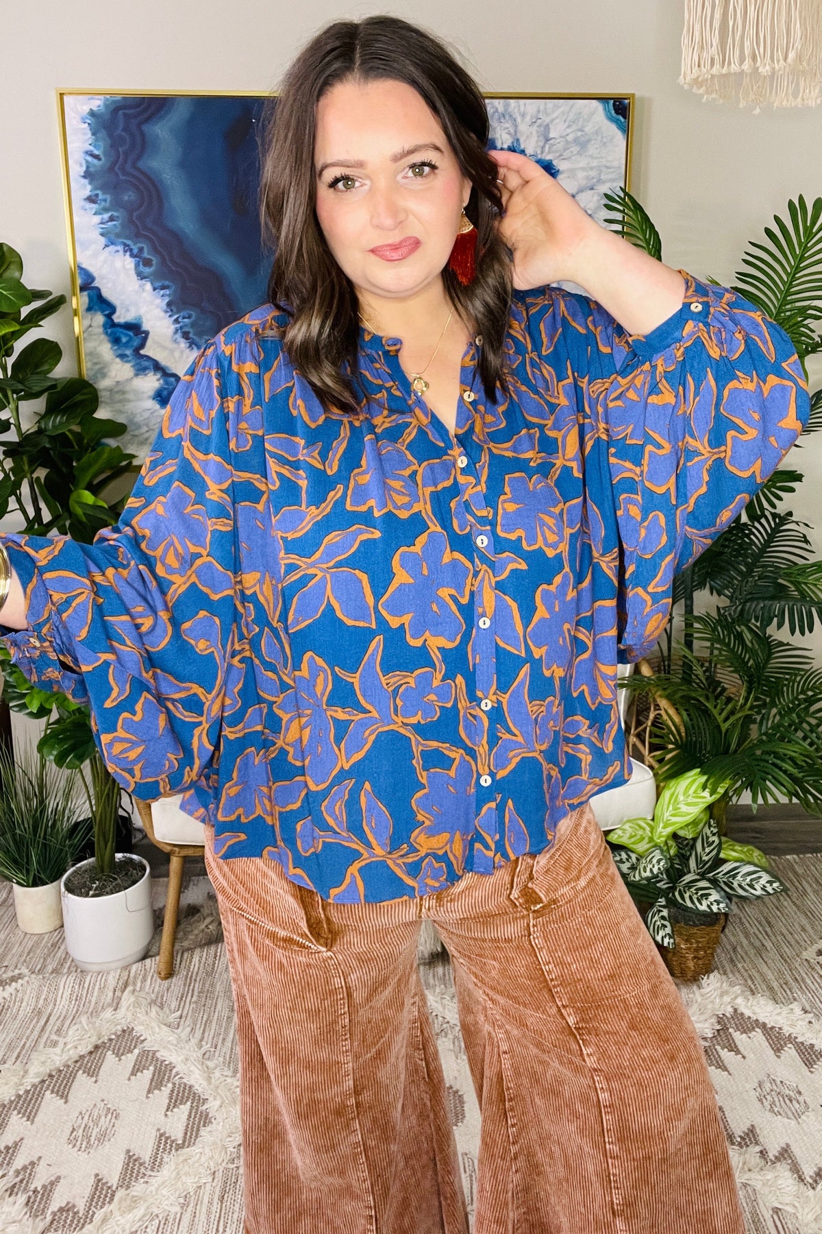 Autumn In The Air Indigo Top - T003IN