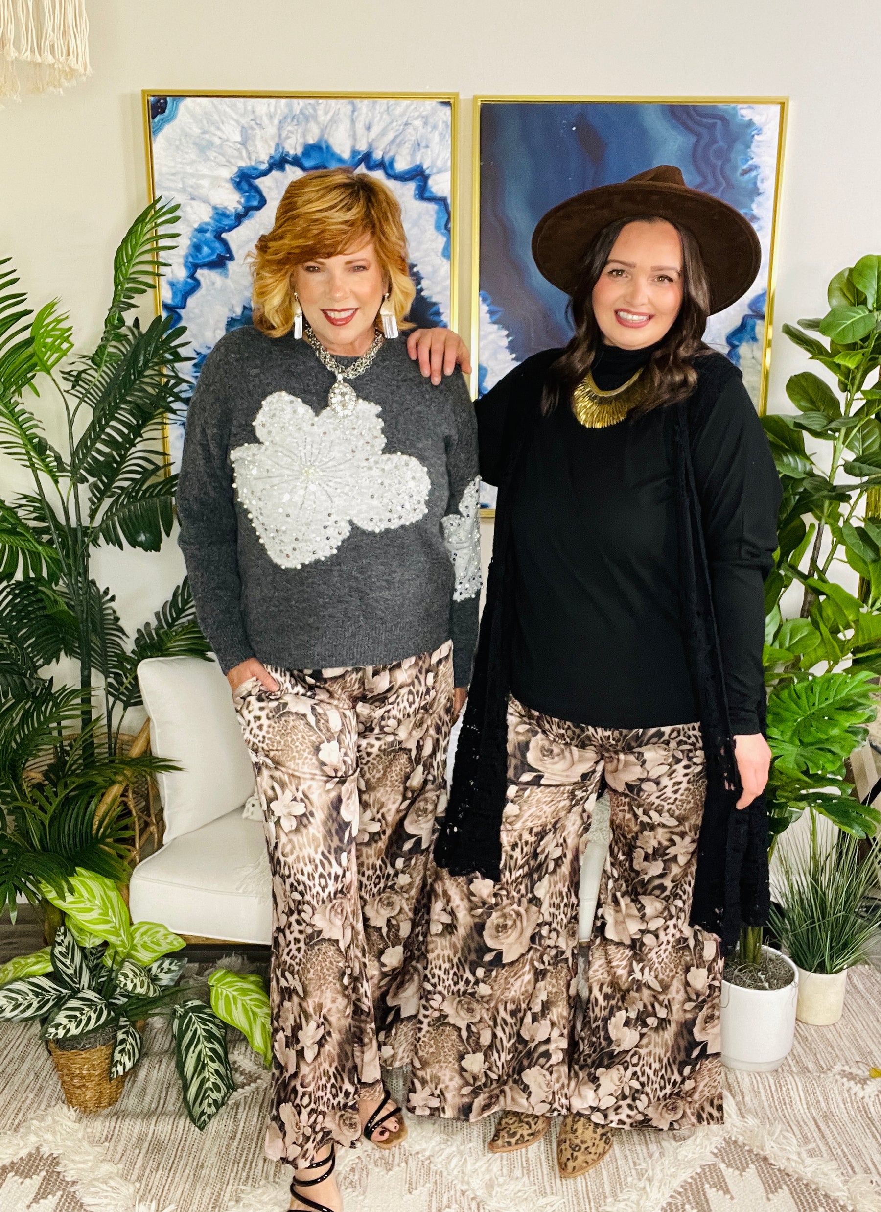 Roaming Roses Wide Leg Pants - P179MO