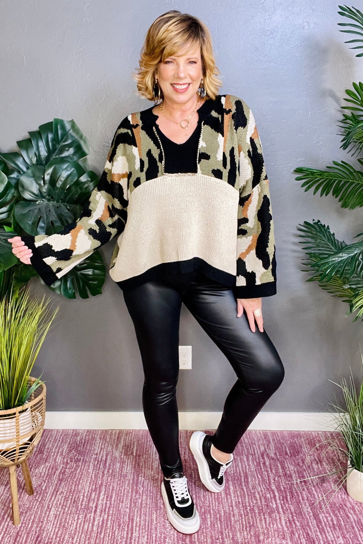 Nowhere To Run Camo Knit Sweater - S048CA