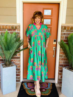Paradise Calling Floral Print Midi Dress