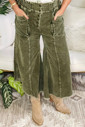 Come As You Are Olive Corduroy Pants - P168OL