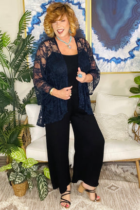 All About The Lace Navy Kimono - OT197NV