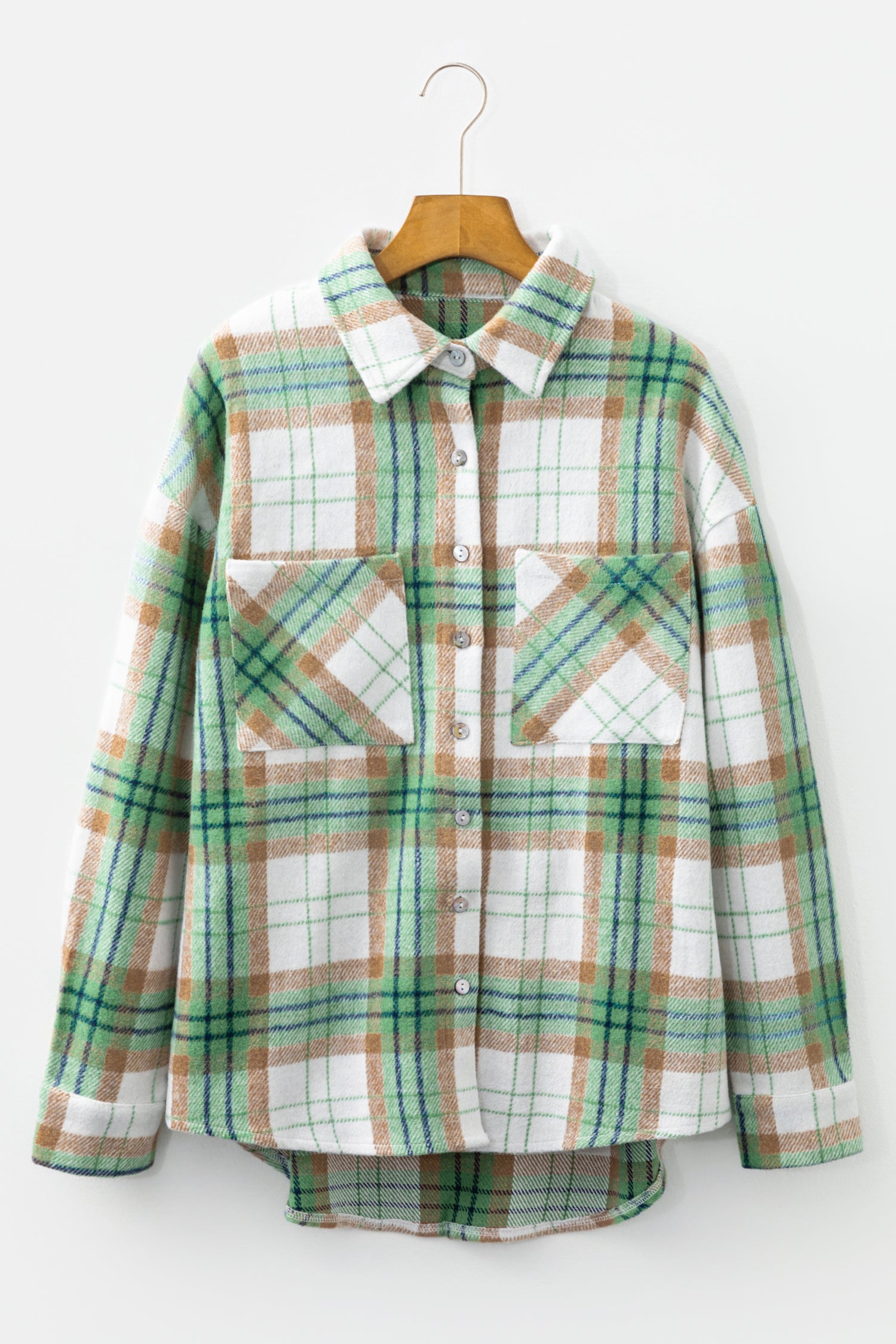 Home Sweet Home Green Plaid Flannel Shacket