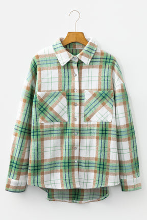 Home Sweet Home Green Plaid Flannel Shacket