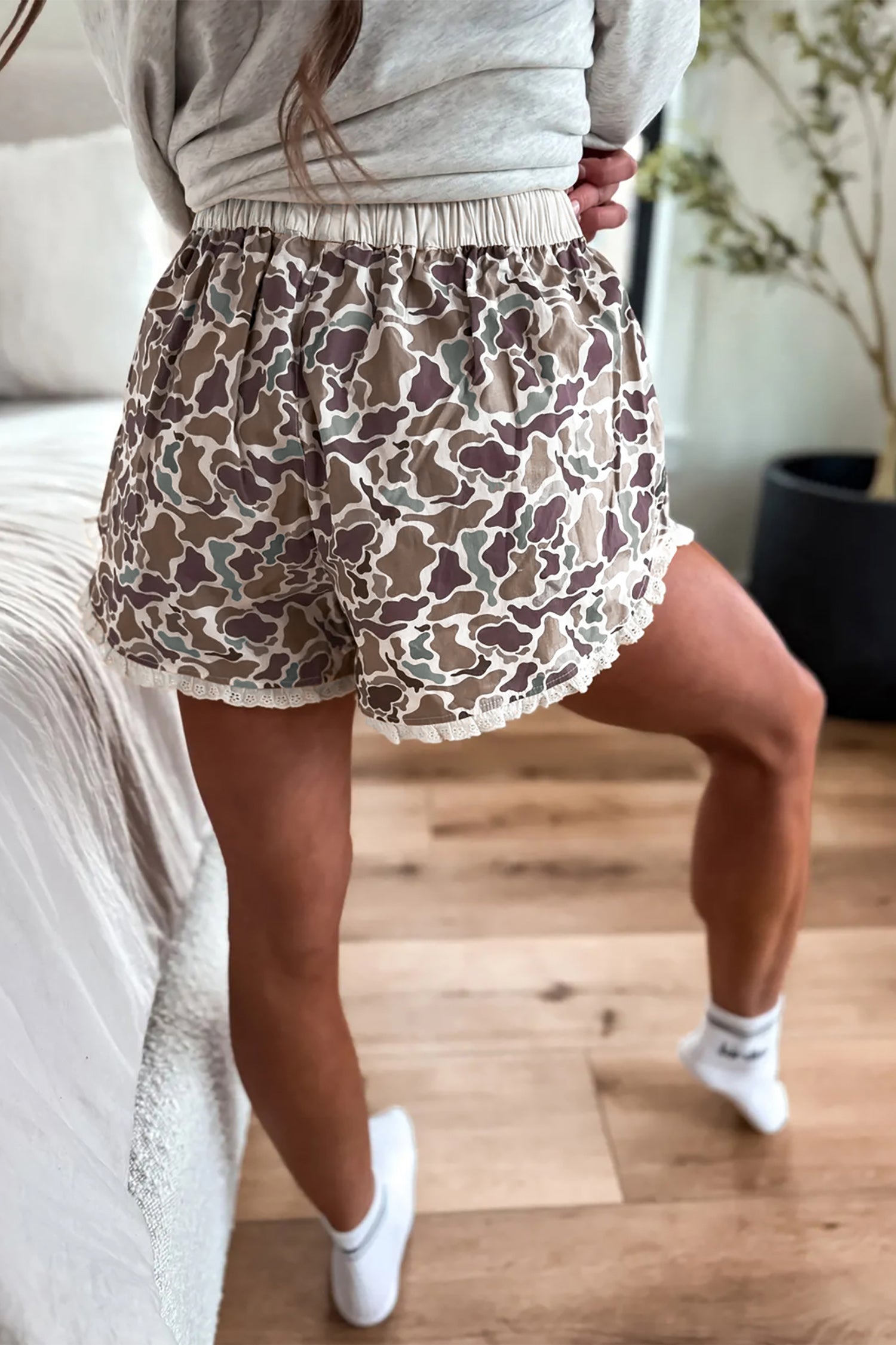 The Hunt Is On Camouflage Print Shorts