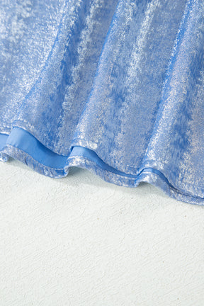 All The Sparkles Blue Metallic Top