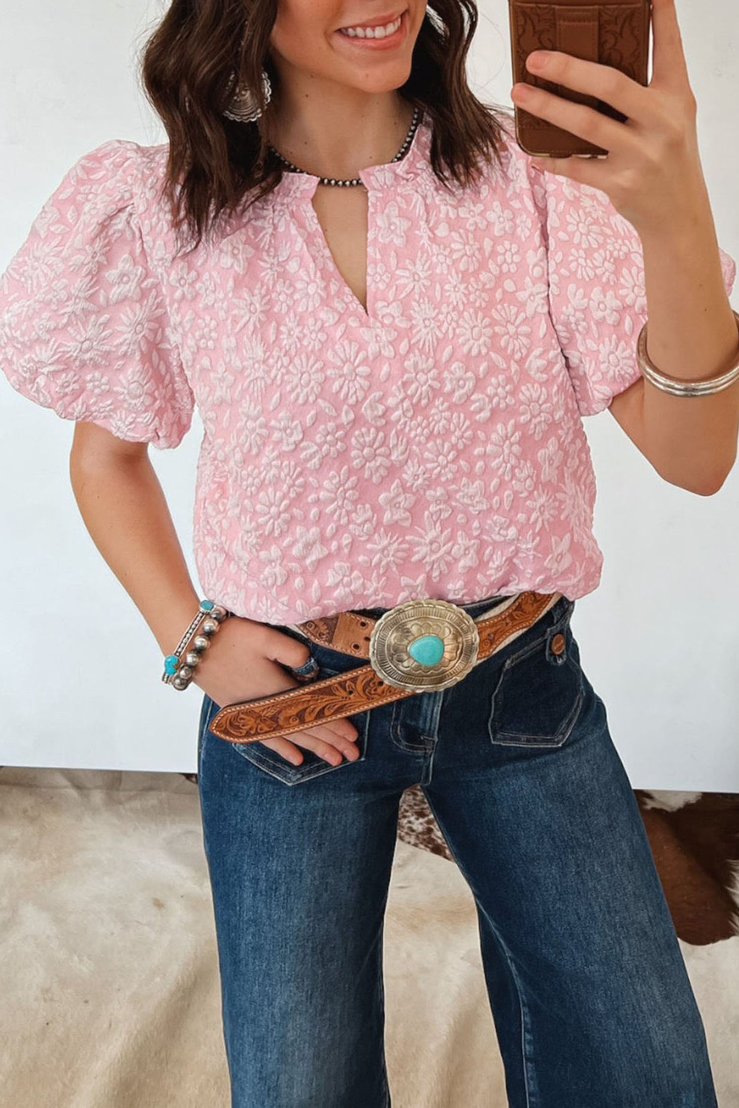 Cute Happens Floral Textured Top (2 Colors)
