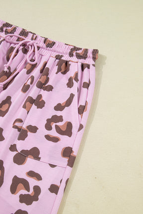 Wild Mood Pink Drawstring Leopard Pants