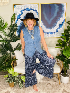 Posh Mode Leopard Print  Wide Leg Pants