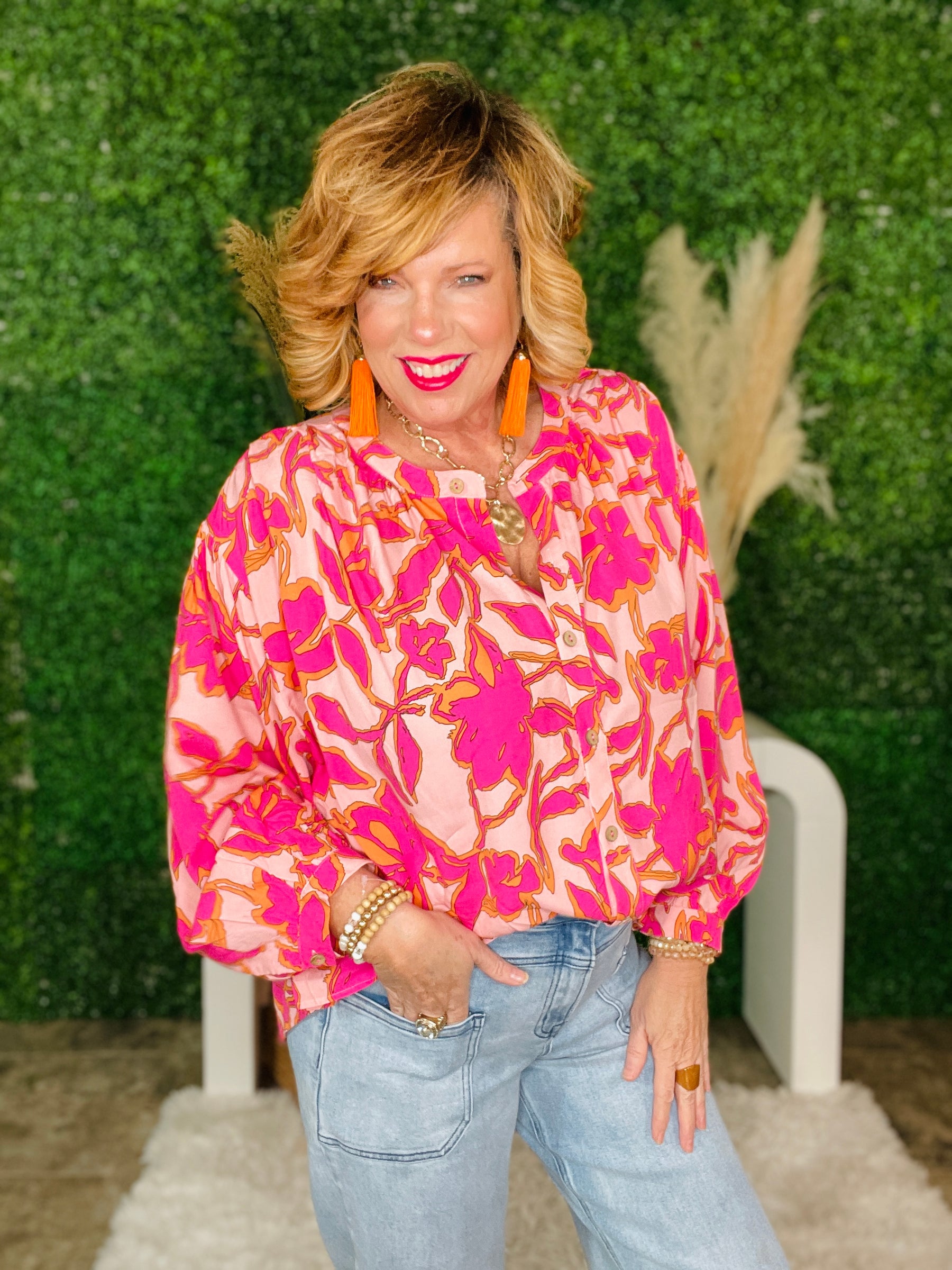 Dreams Bloom Floral Print Loose Fit Top