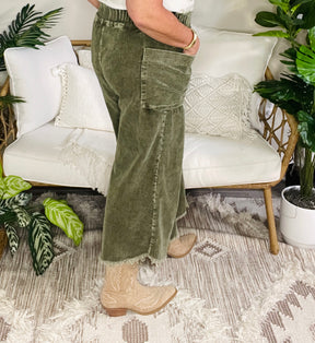 Come As You Are Olive Corduroy Pants - P168OL