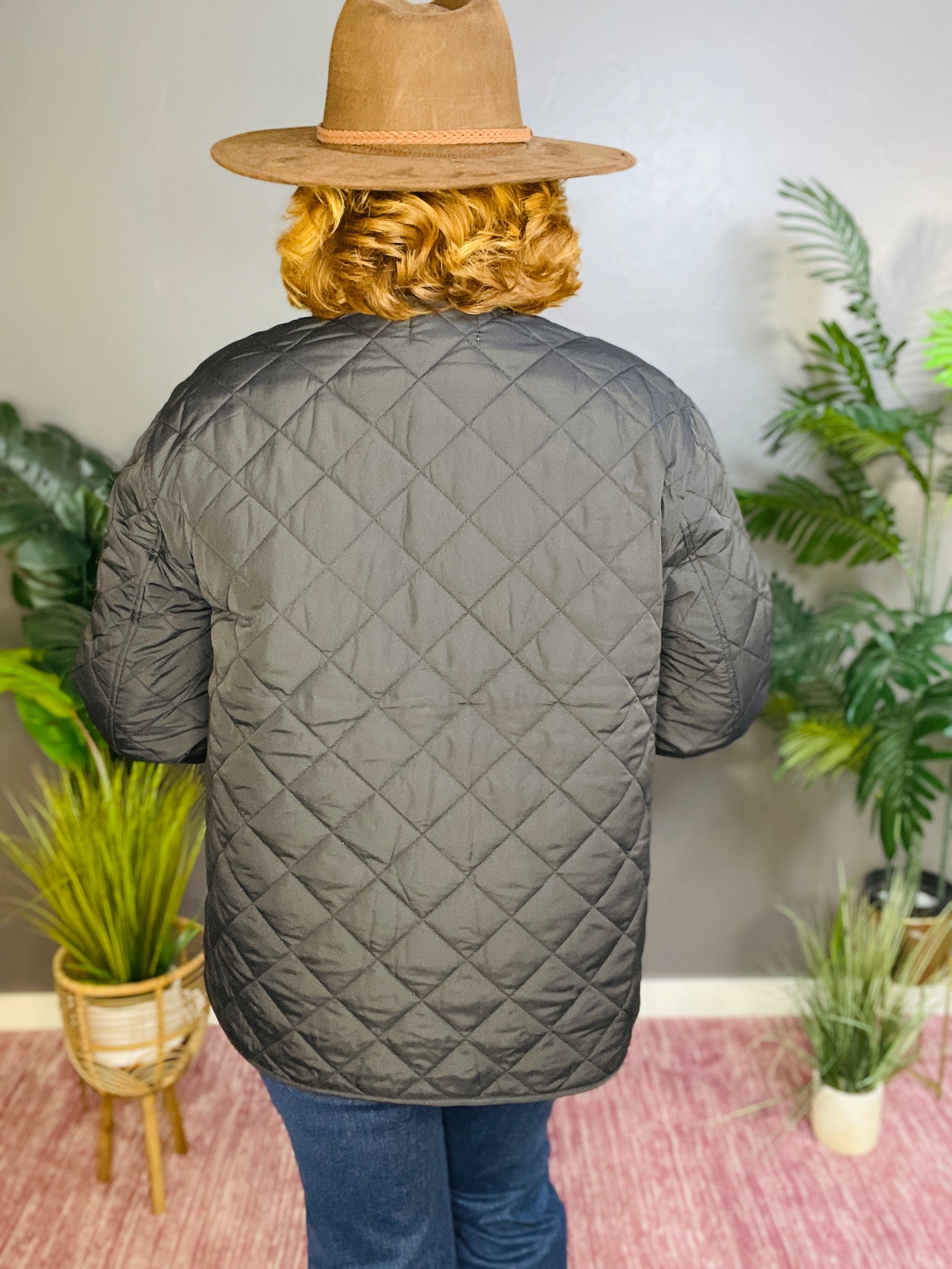 Fashion Cover Girl Black Quilted Jacket - OT007BK