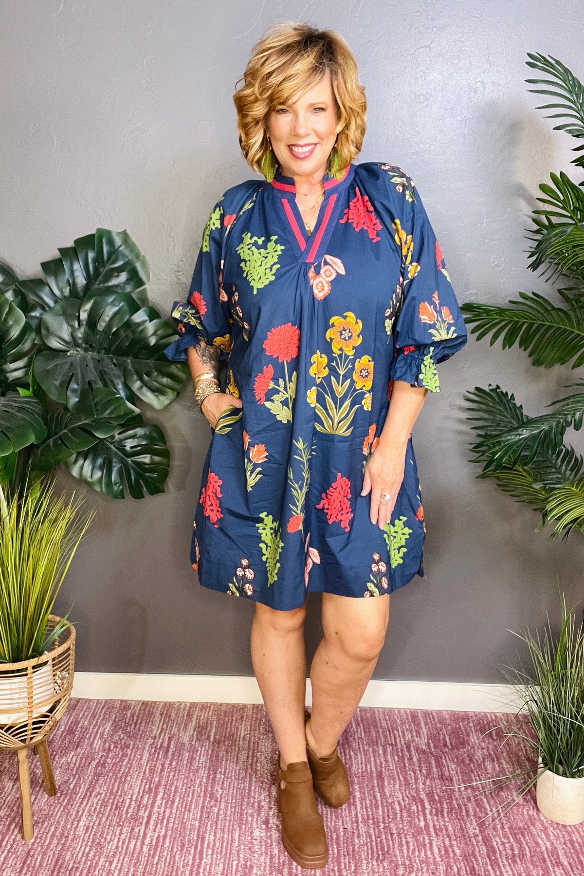 Bloom Boldly Midnight Shift Dress - DR009MN