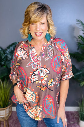 Southern Charm Brown Top - S050BR