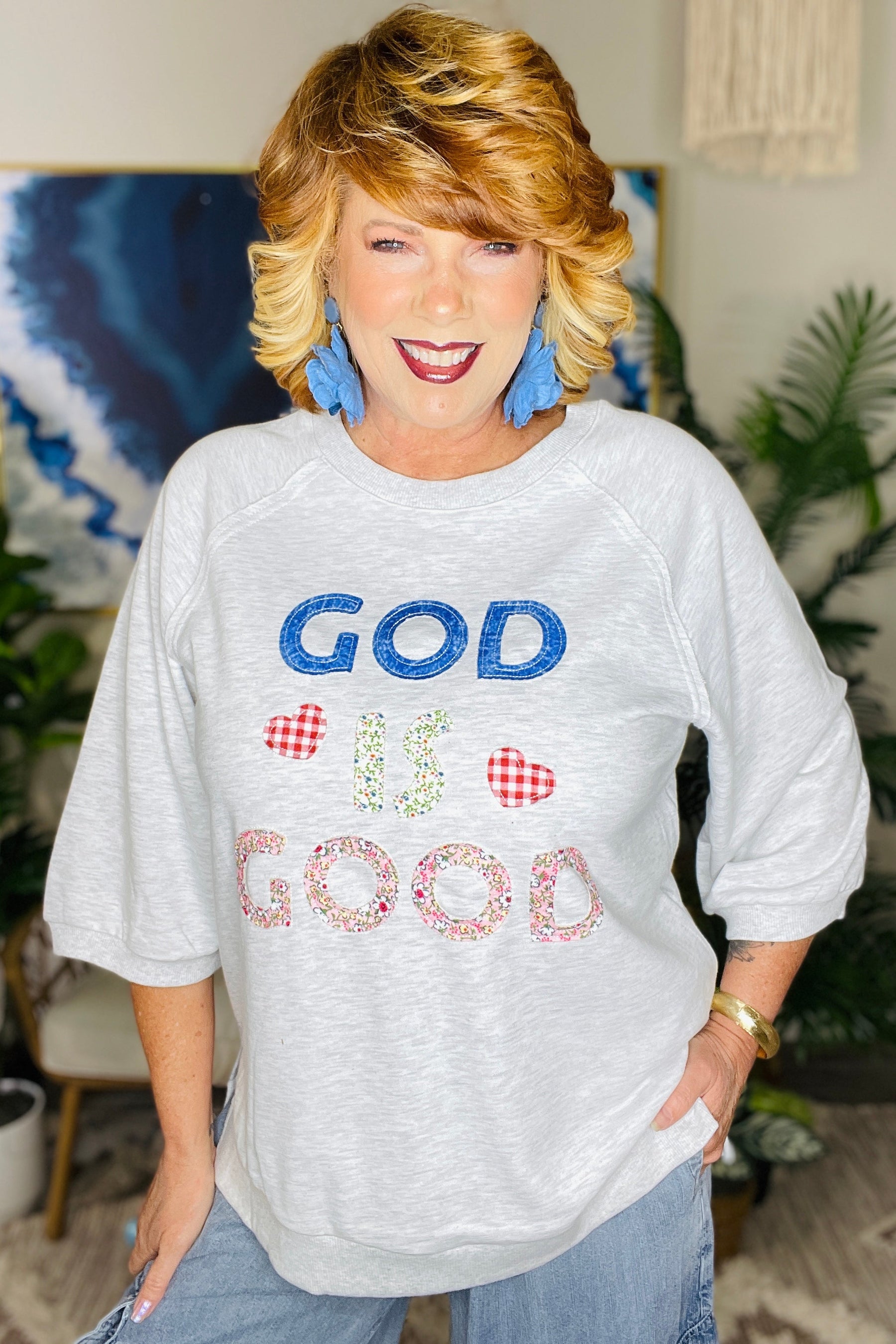 GOD IS GOOD Patchwork Applique Top