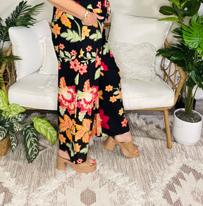 Boho Botanical Wide Leg Pant - P163BK