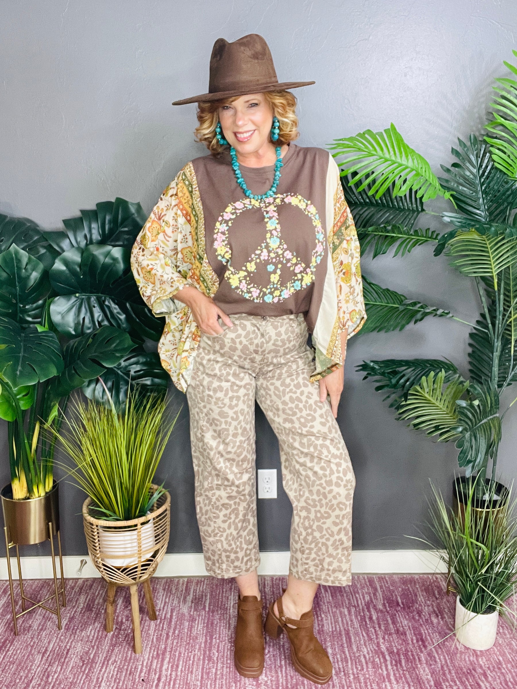 Eden Leopard Print High-Waisted Cropped Jeans