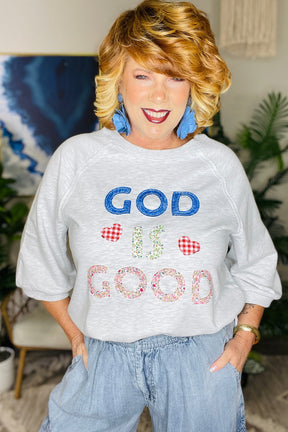 GOD IS GOOD Patchwork Applique Top