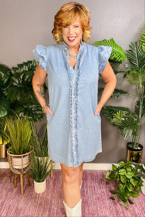 Classic Trendsetter Frilled Ruffle Sleeve Dress