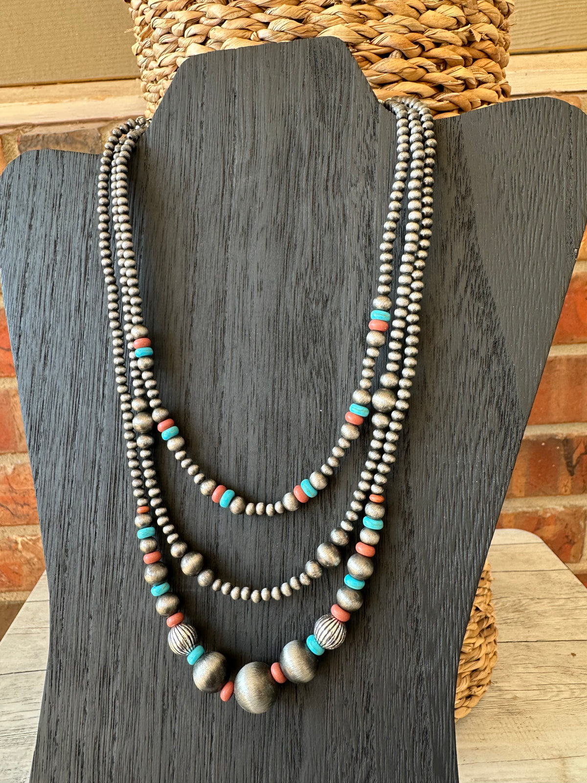 Western Multi Layered Beaded Necklace - N116SI