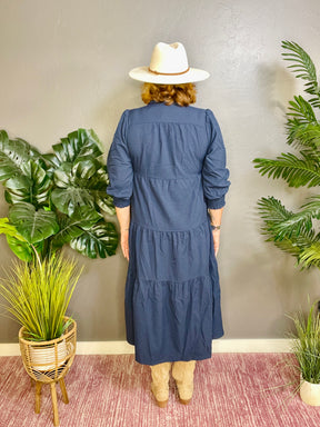 Small Town Girl Navy Tiered Dress - DR015NV