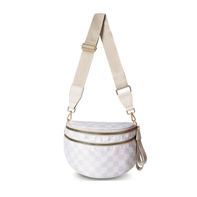 Frankie Oversize Double Zip Print Crescent Sling (5 Colors)