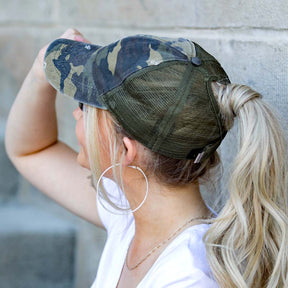 Distressed Messy Bun Caps | Adjustable (3 Colors)