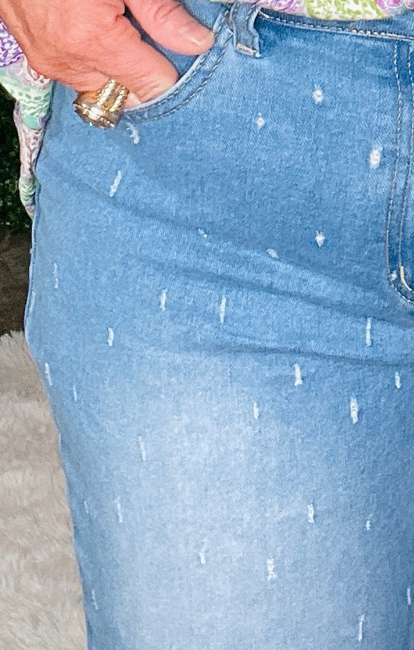 Posie Distressed Tummy Control Raw Hem Jeans
