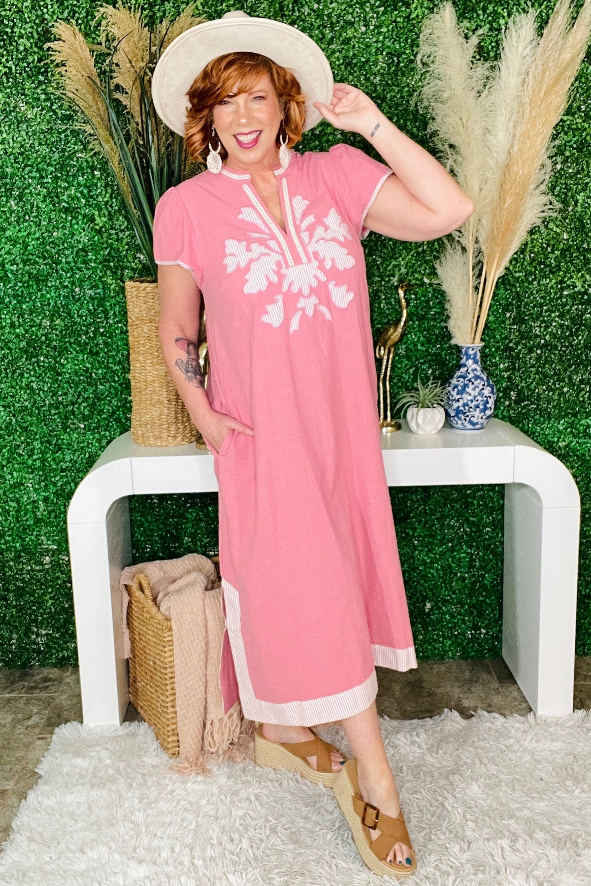 Above And Beyond Embroidered Midi Dress