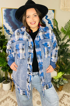 Plaid To The Bone Blue Shacket - OT209BL