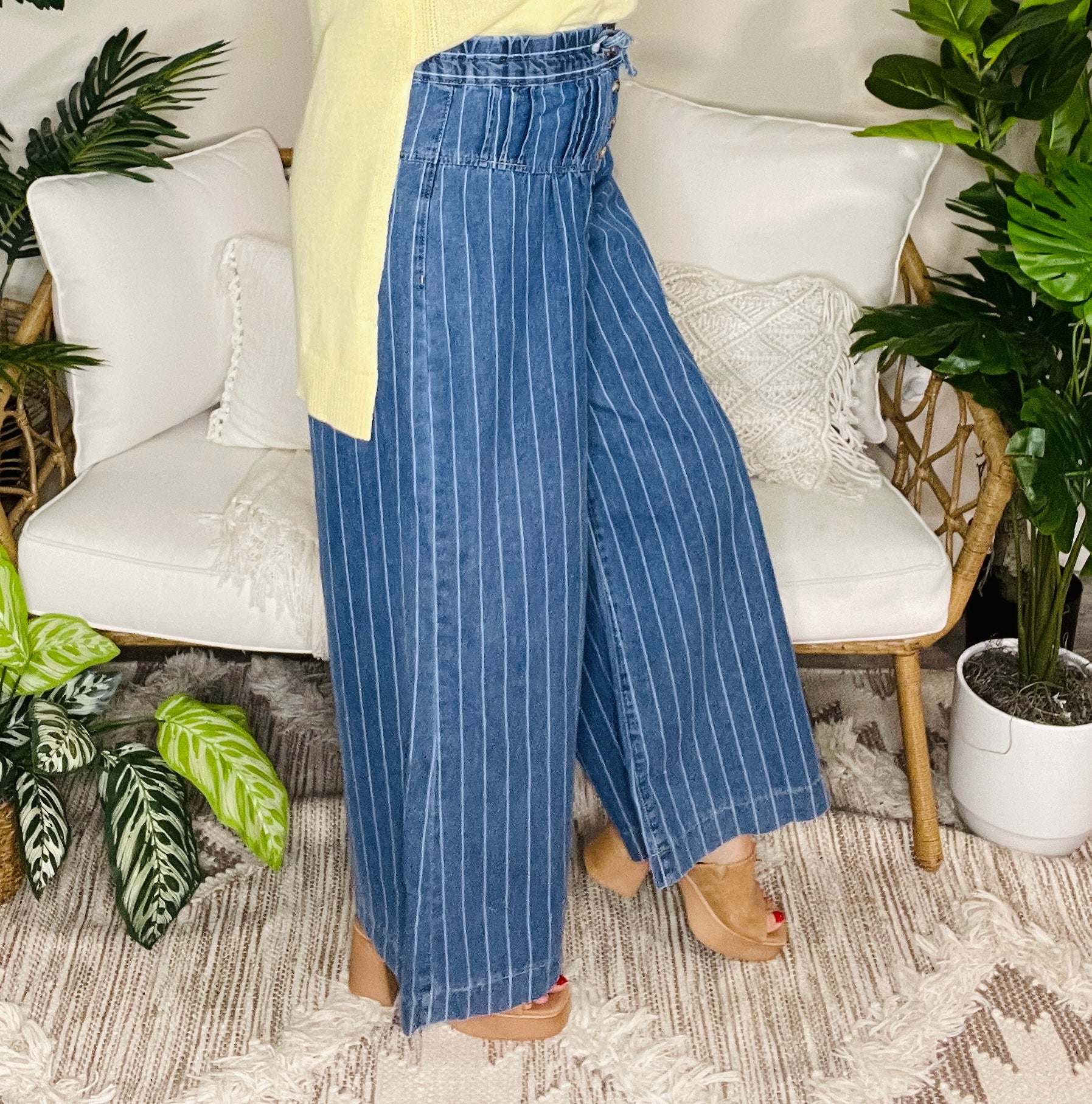Just Add Stripes Wide Leg Jeans