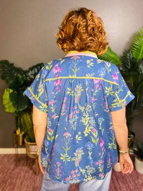 Came To Play Floral Button Top