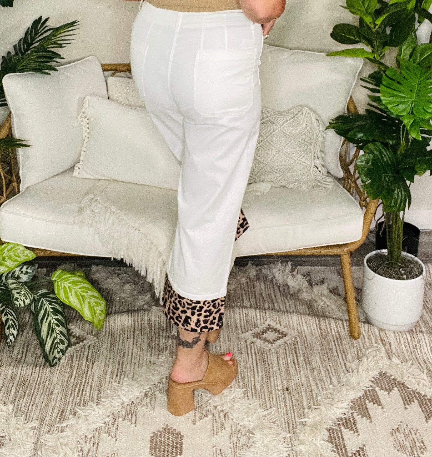 Wild Hem White Pants - P127WH