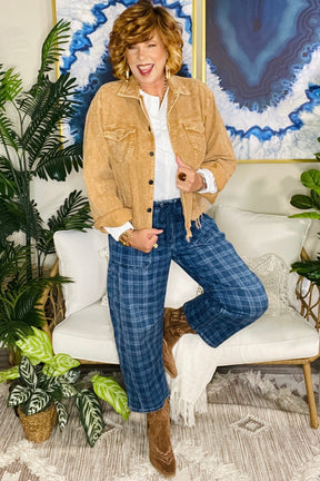 Plaid About You Barrel Jean - J087PLD