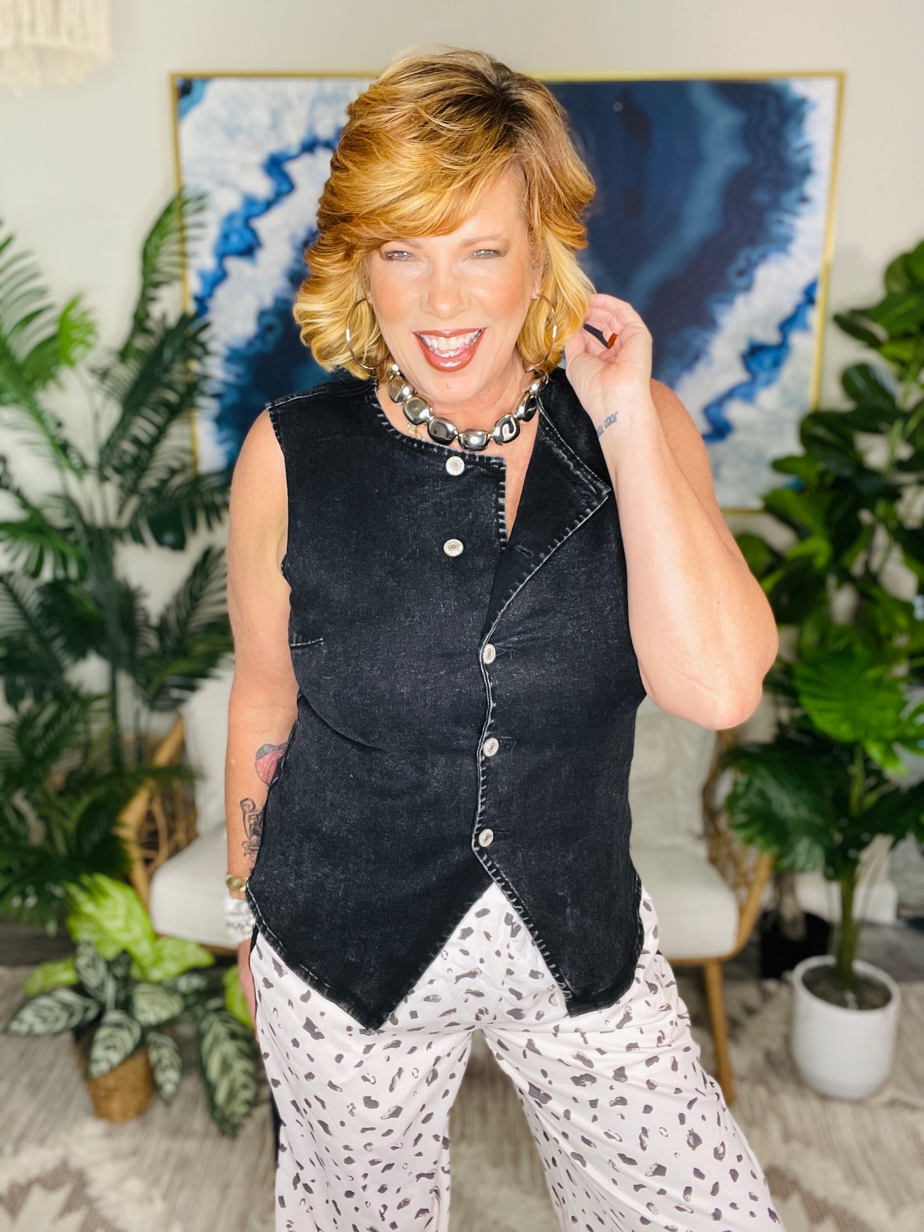 All Things Black Denim Vest