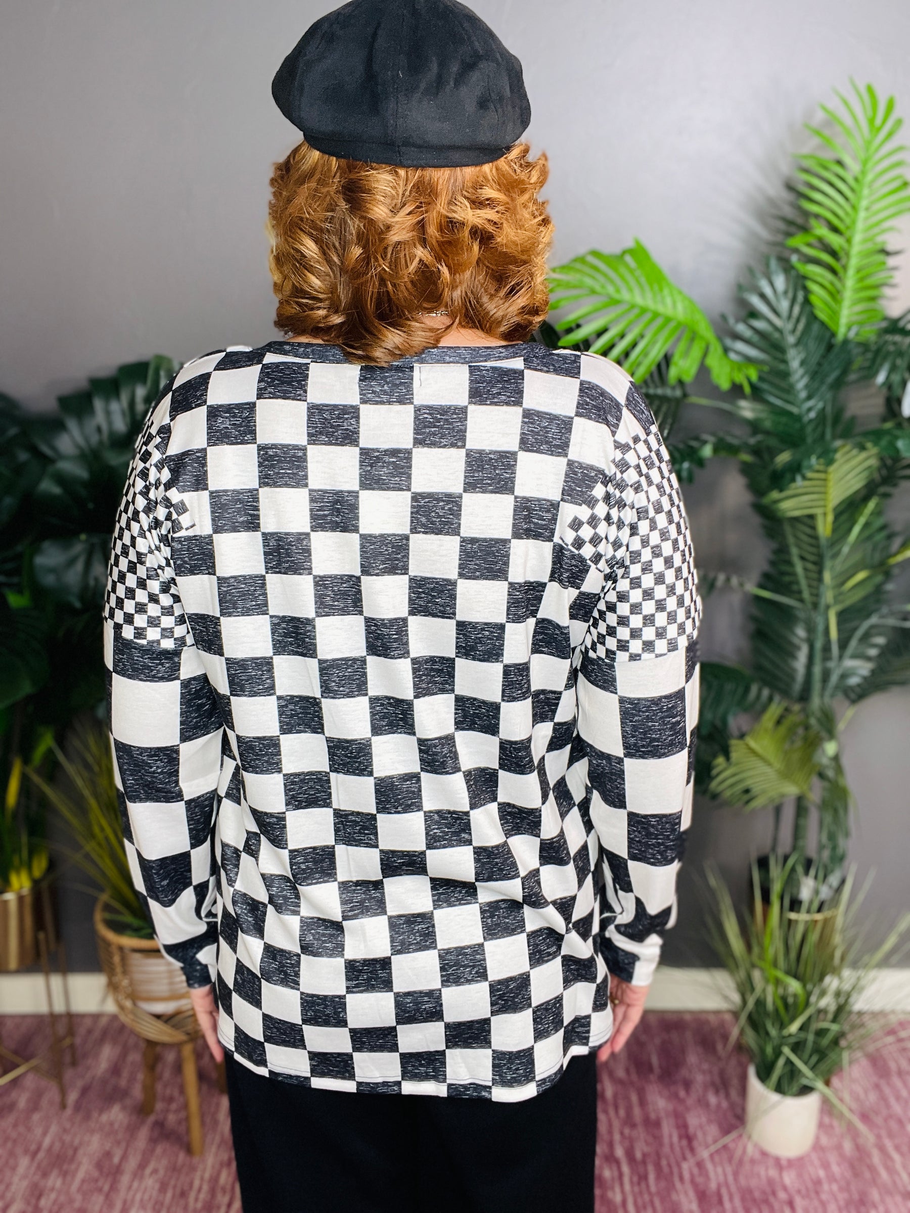 Check On That Black/White Top - S236BW