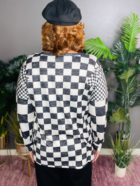 Check On That Black/White Top - S236BW