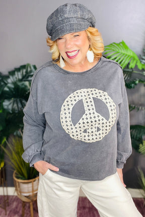 Peace All Around Charcoal Top - S240CG