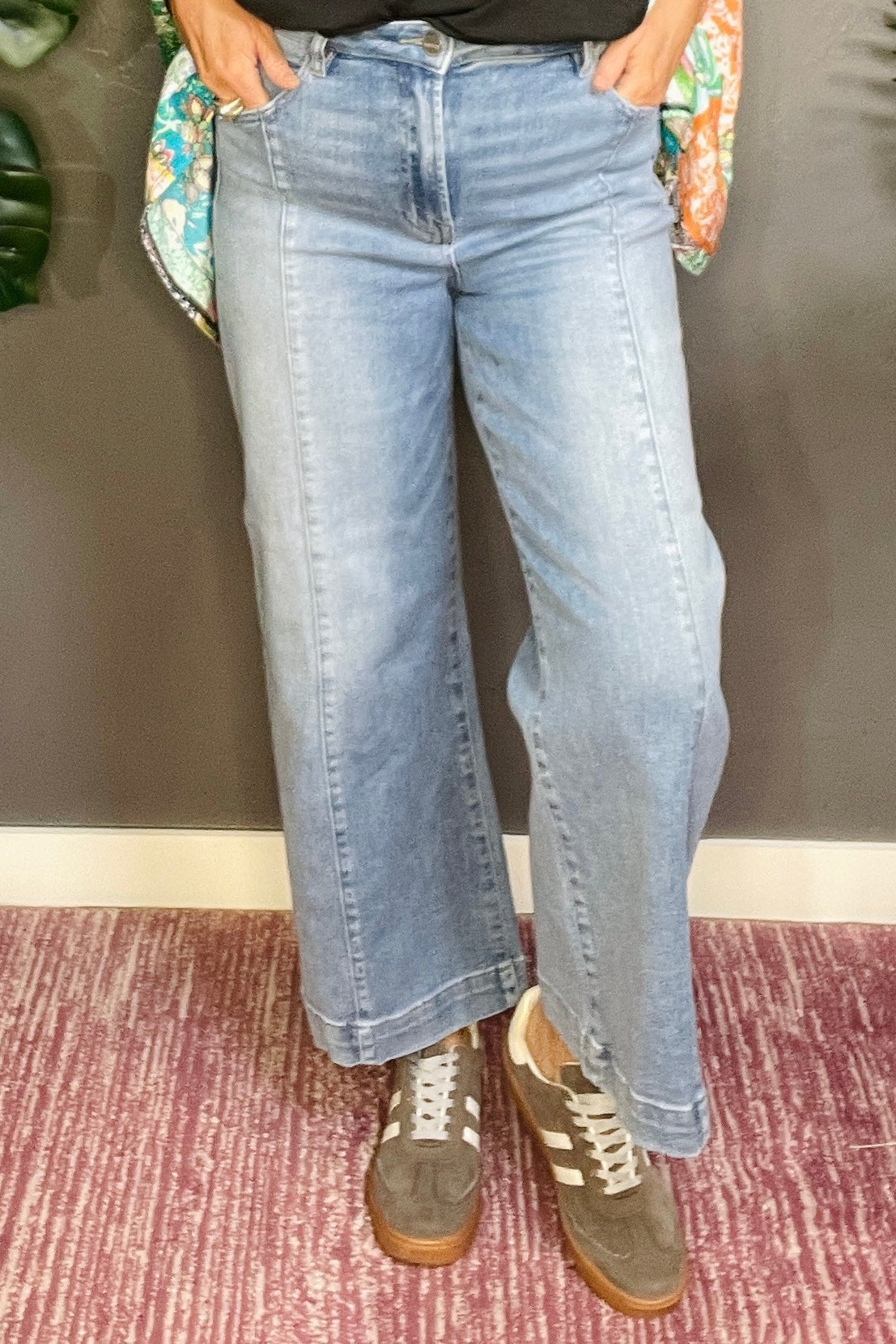 Dakota Full Size High Rise Crop Wide Leg Jeans